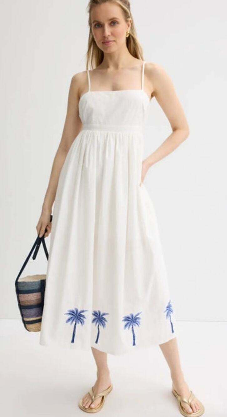 MINKPINK Isadora Embroidered Midi Dress Embroidered White Blue Small